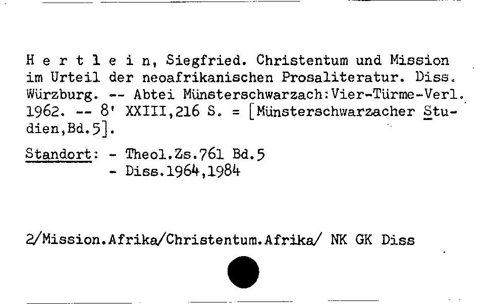 [Katalogkarte Dissertationenkatalog bis 1980]