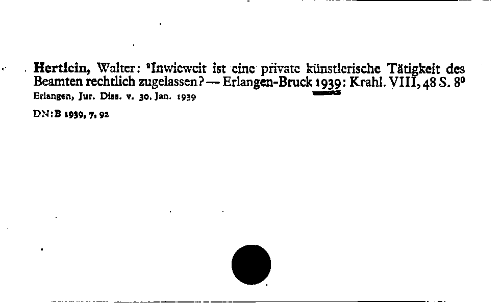 [Katalogkarte Dissertationenkatalog bis 1980]