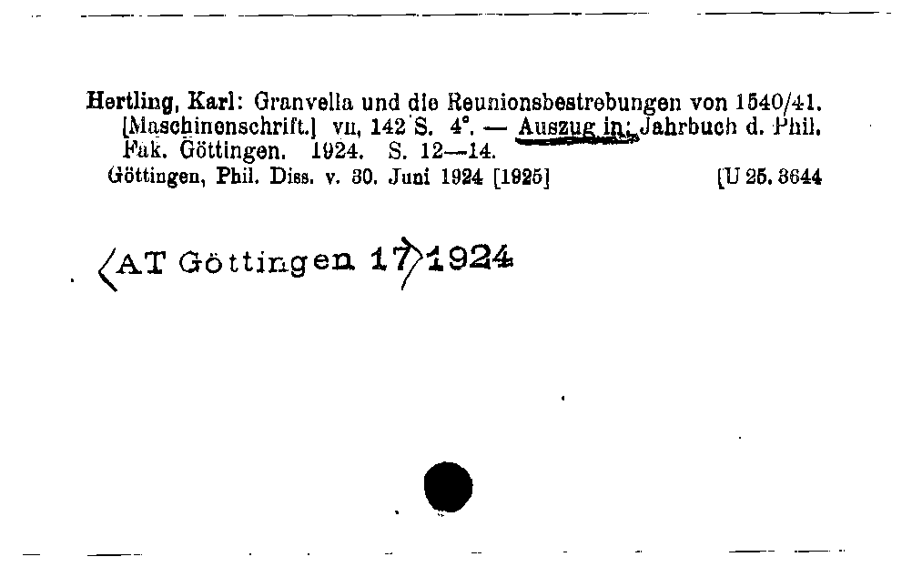 [Katalogkarte Dissertationenkatalog bis 1980]