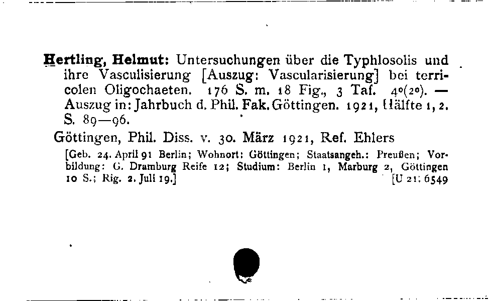 [Katalogkarte Dissertationenkatalog bis 1980]