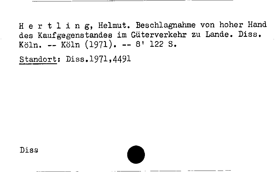 [Katalogkarte Dissertationenkatalog bis 1980]