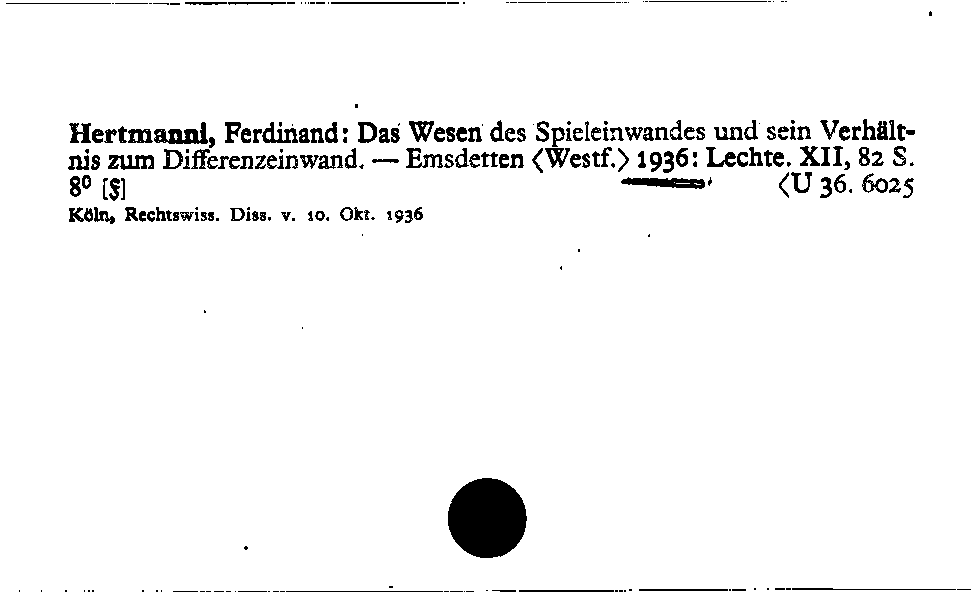 [Katalogkarte Dissertationenkatalog bis 1980]