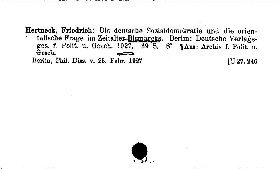 [Katalogkarte Dissertationenkatalog bis 1980]