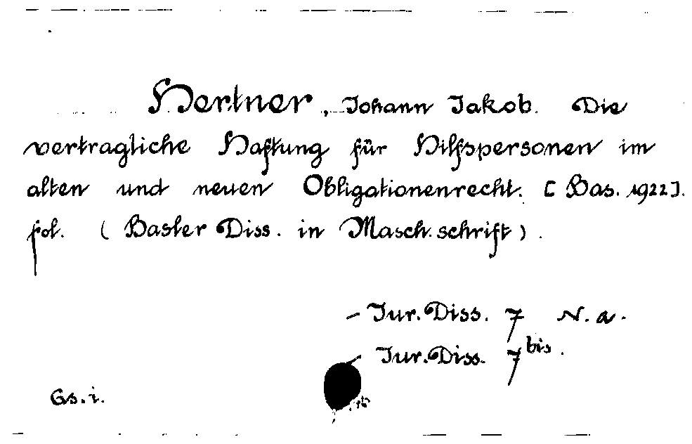 [Katalogkarte Dissertationenkatalog bis 1980]