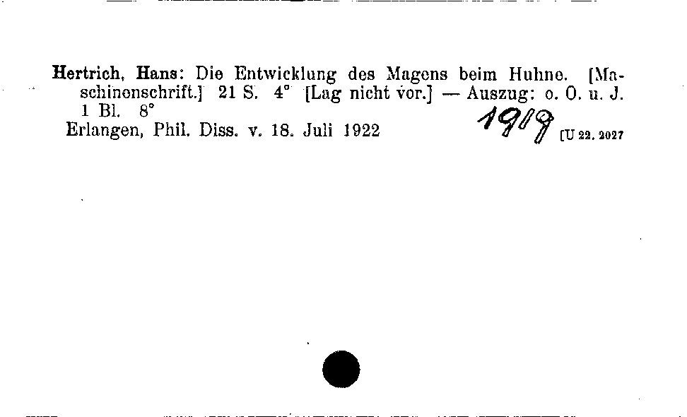 [Katalogkarte Dissertationenkatalog bis 1980]