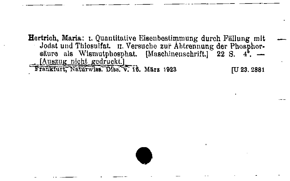 [Katalogkarte Dissertationenkatalog bis 1980]