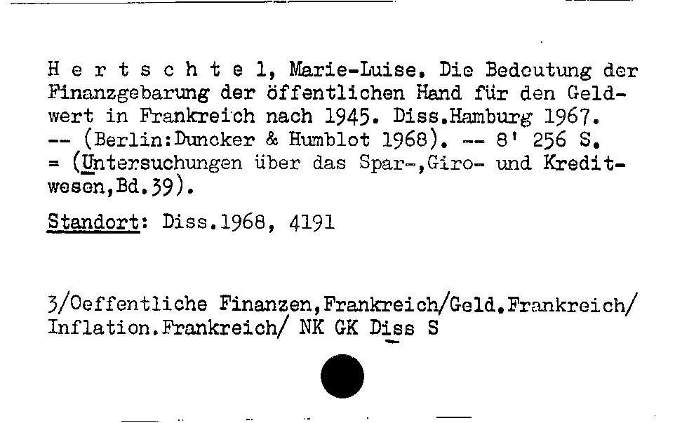 [Katalogkarte Dissertationenkatalog bis 1980]