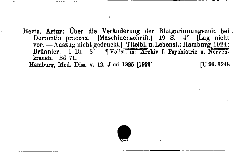 [Katalogkarte Dissertationenkatalog bis 1980]