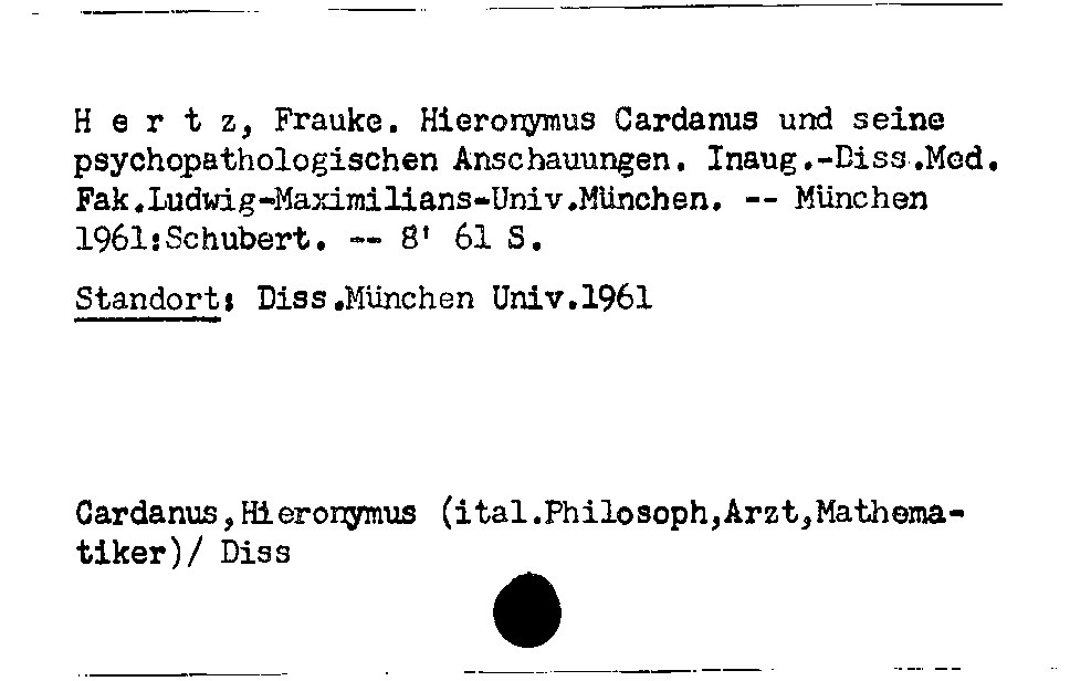 [Katalogkarte Dissertationenkatalog bis 1980]