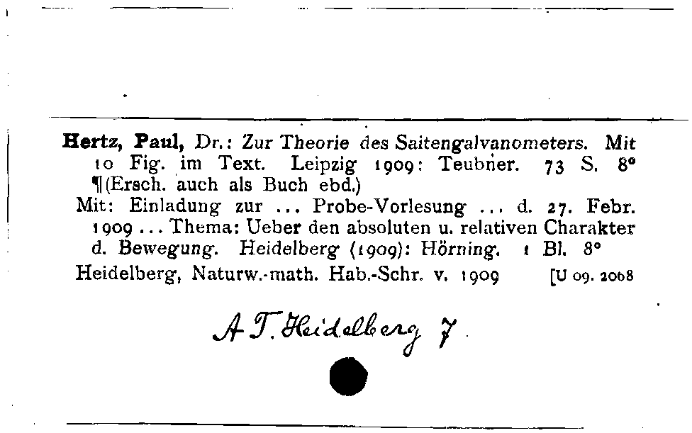 [Katalogkarte Dissertationenkatalog bis 1980]