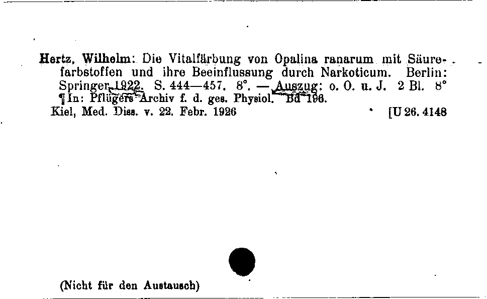 [Katalogkarte Dissertationenkatalog bis 1980]