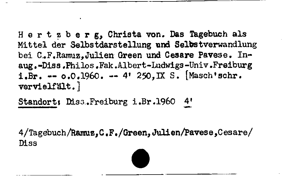 [Katalogkarte Dissertationenkatalog bis 1980]