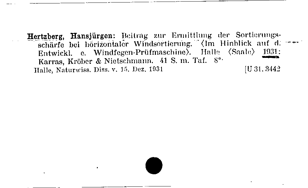 [Katalogkarte Dissertationenkatalog bis 1980]