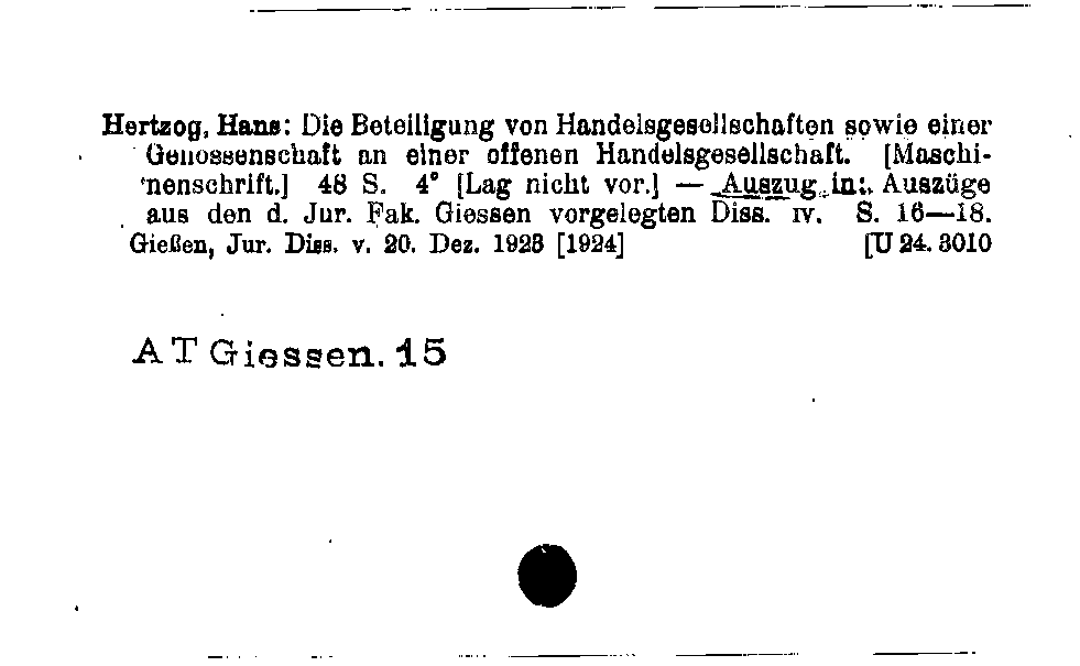 [Katalogkarte Dissertationenkatalog bis 1980]