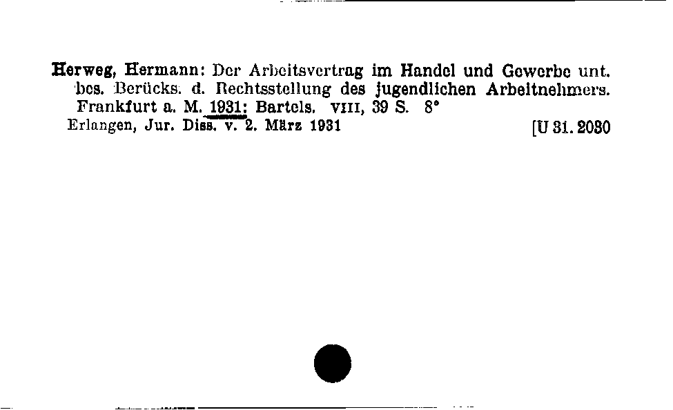 [Katalogkarte Dissertationenkatalog bis 1980]