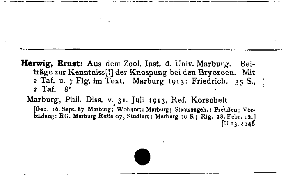 [Katalogkarte Dissertationenkatalog bis 1980]