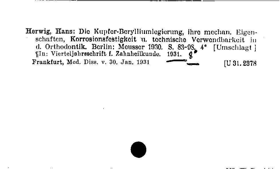 [Katalogkarte Dissertationenkatalog bis 1980]