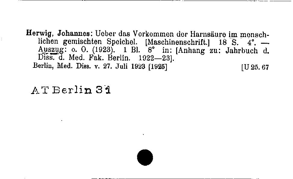 [Katalogkarte Dissertationenkatalog bis 1980]