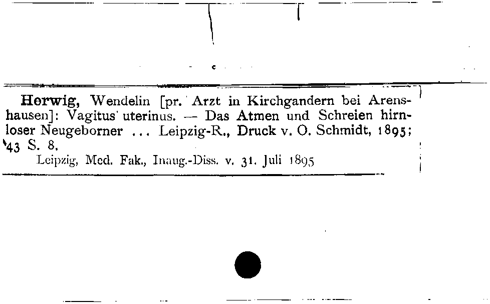 [Katalogkarte Dissertationenkatalog bis 1980]