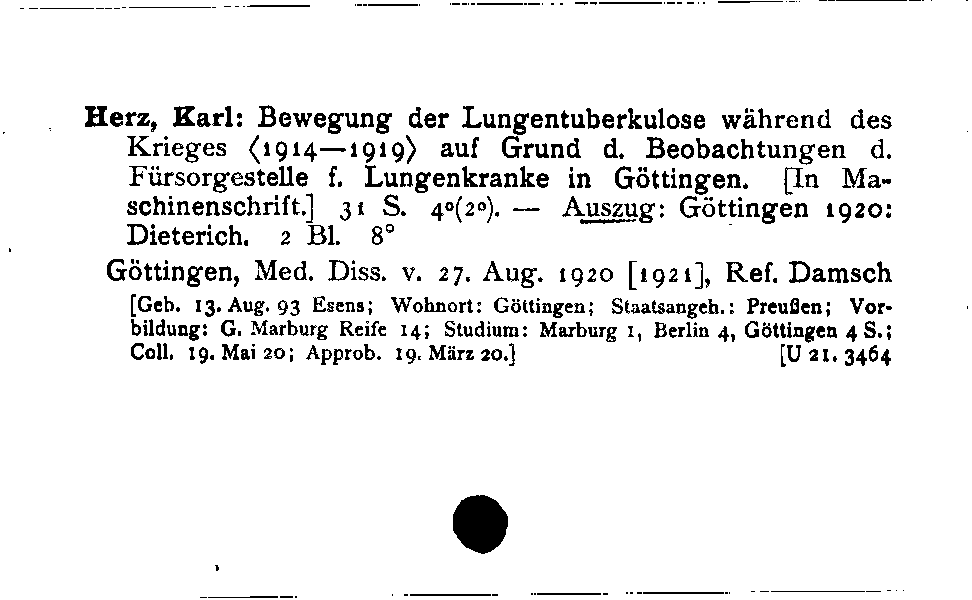 [Katalogkarte Dissertationenkatalog bis 1980]