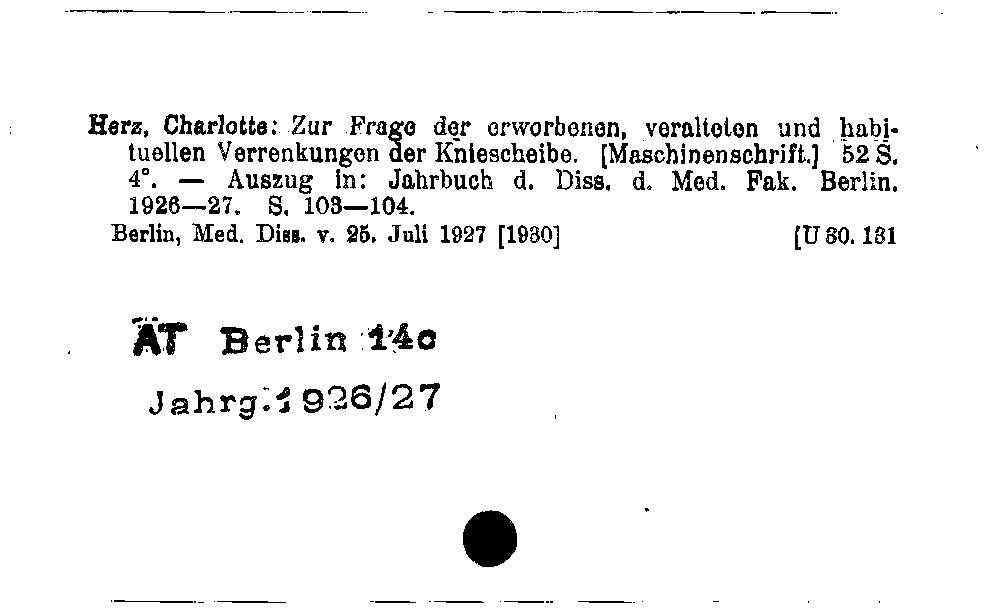 [Katalogkarte Dissertationenkatalog bis 1980]