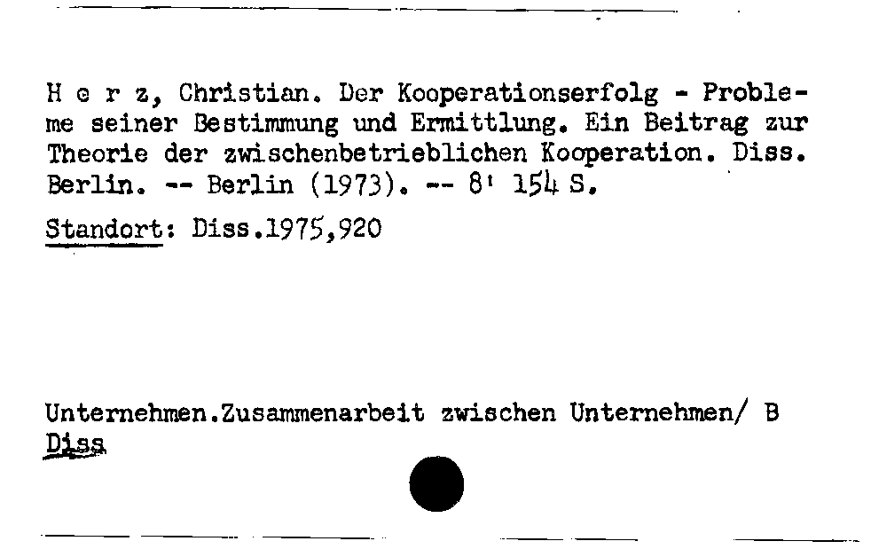 [Katalogkarte Dissertationenkatalog bis 1980]