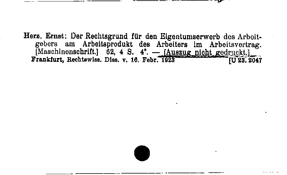 [Katalogkarte Dissertationenkatalog bis 1980]