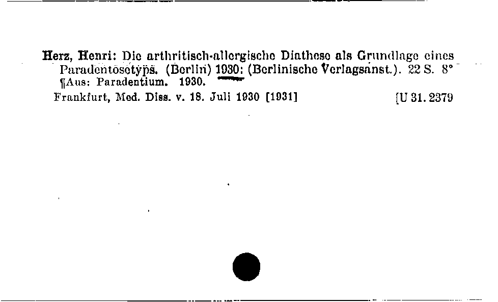 [Katalogkarte Dissertationenkatalog bis 1980]