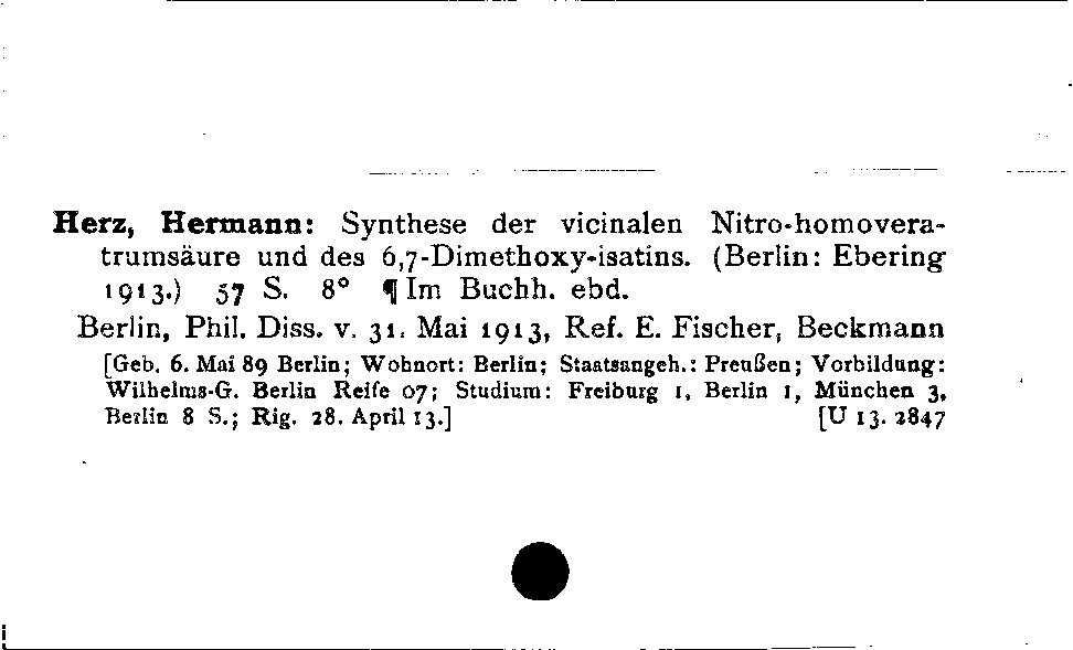 [Katalogkarte Dissertationenkatalog bis 1980]