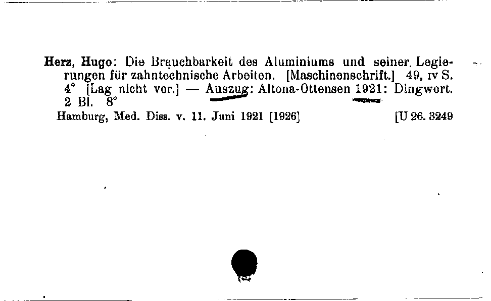 [Katalogkarte Dissertationenkatalog bis 1980]