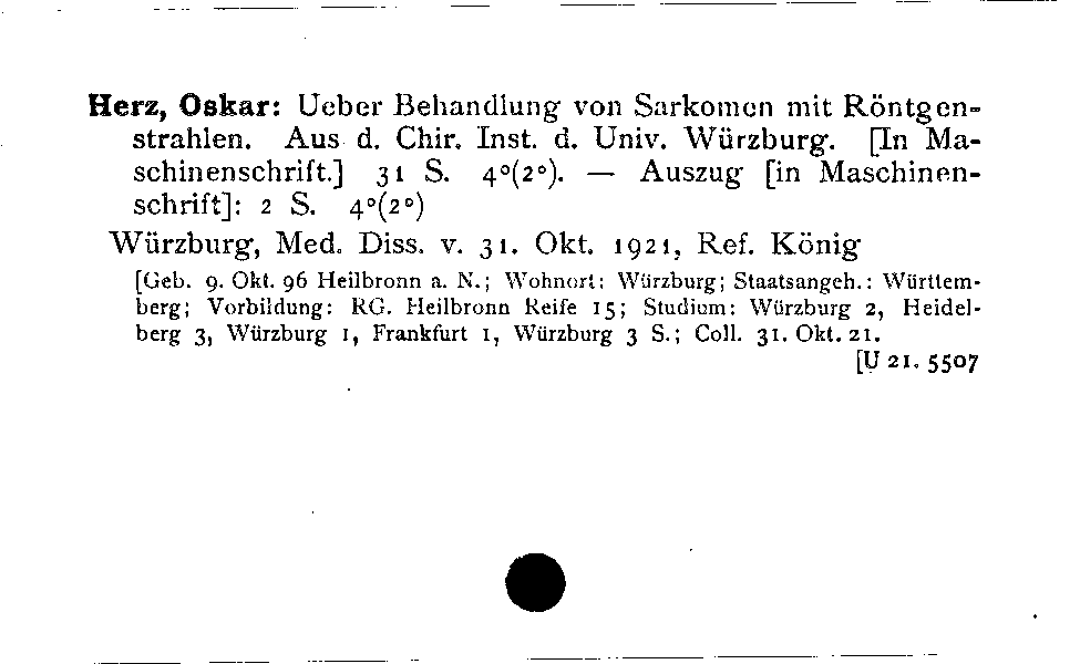 [Katalogkarte Dissertationenkatalog bis 1980]