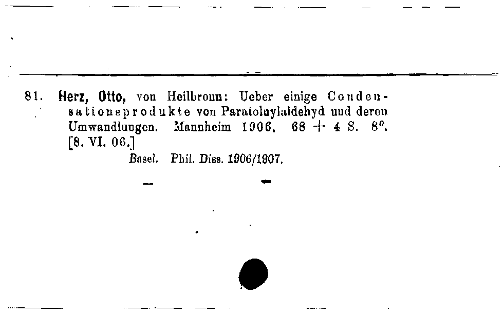 [Katalogkarte Dissertationenkatalog bis 1980]