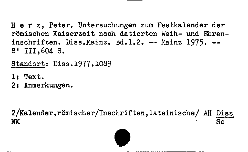 [Katalogkarte Dissertationenkatalog bis 1980]