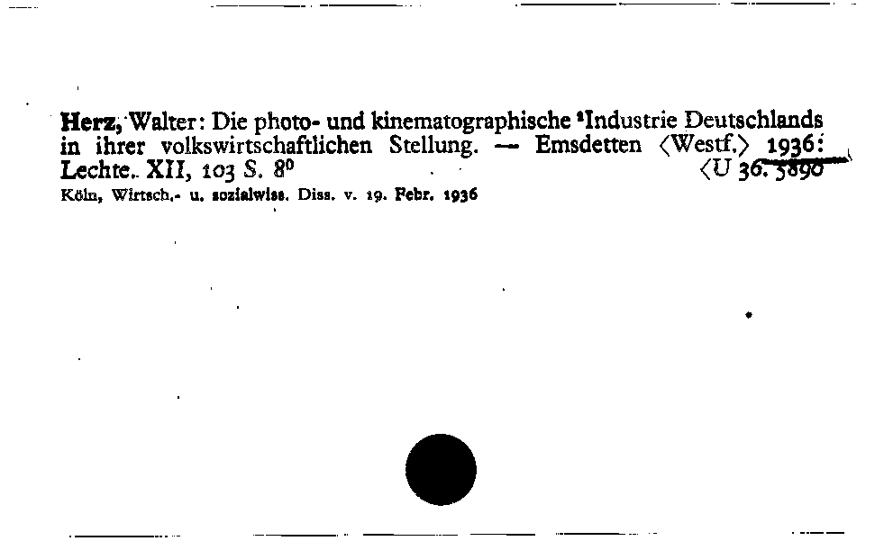 [Katalogkarte Dissertationenkatalog bis 1980]