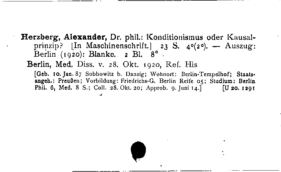 [Katalogkarte Dissertationenkatalog bis 1980]