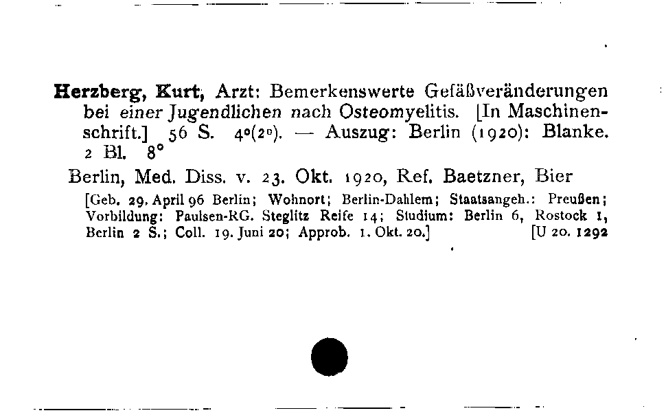 [Katalogkarte Dissertationenkatalog bis 1980]