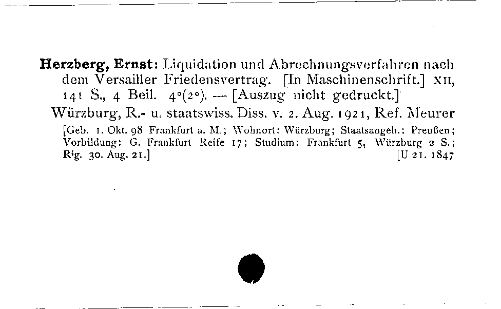 [Katalogkarte Dissertationenkatalog bis 1980]