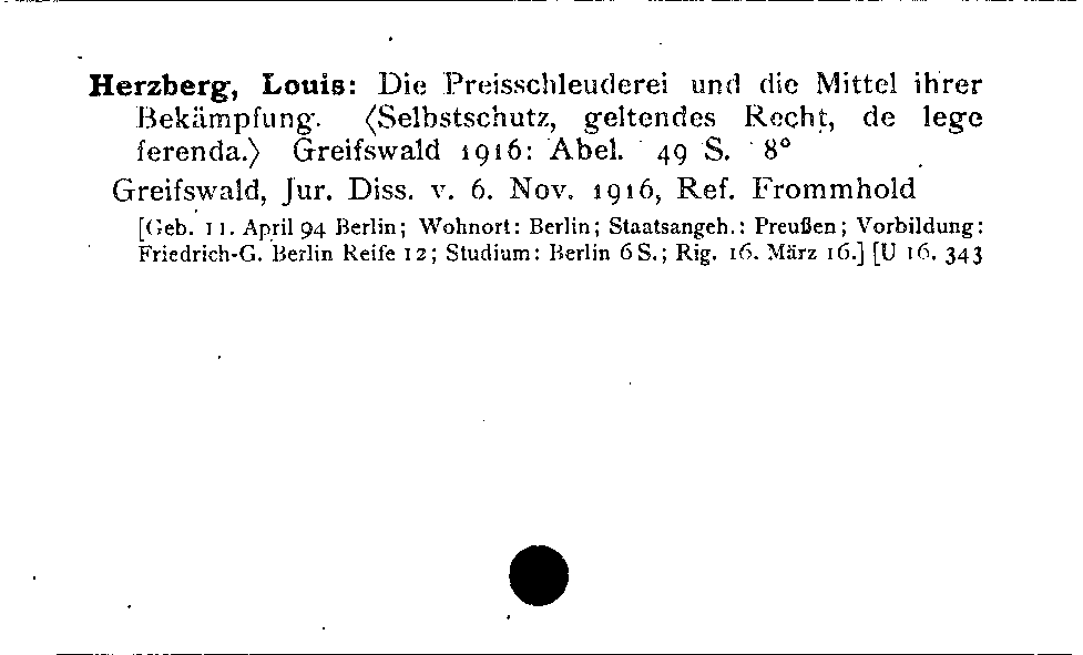 [Katalogkarte Dissertationenkatalog bis 1980]