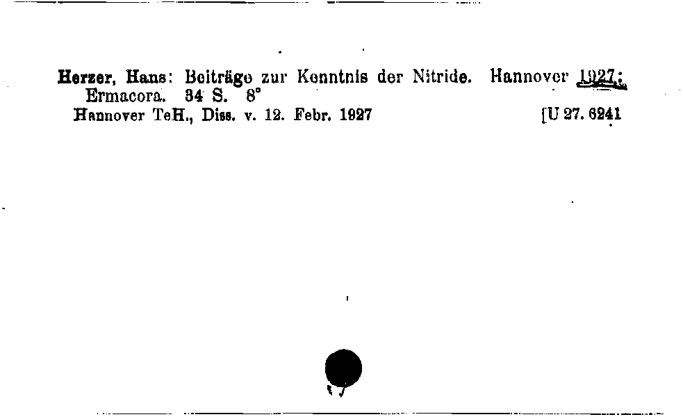 [Katalogkarte Dissertationenkatalog bis 1980]