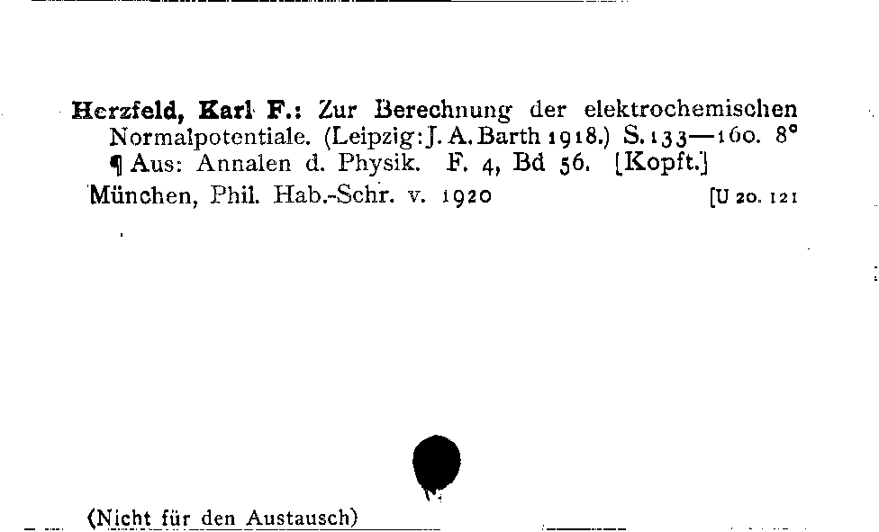 [Katalogkarte Dissertationenkatalog bis 1980]