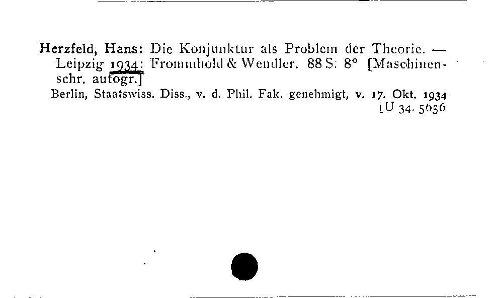 [Katalogkarte Dissertationenkatalog bis 1980]