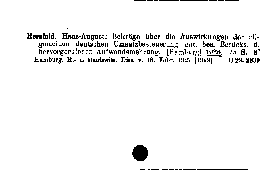 [Katalogkarte Dissertationenkatalog bis 1980]