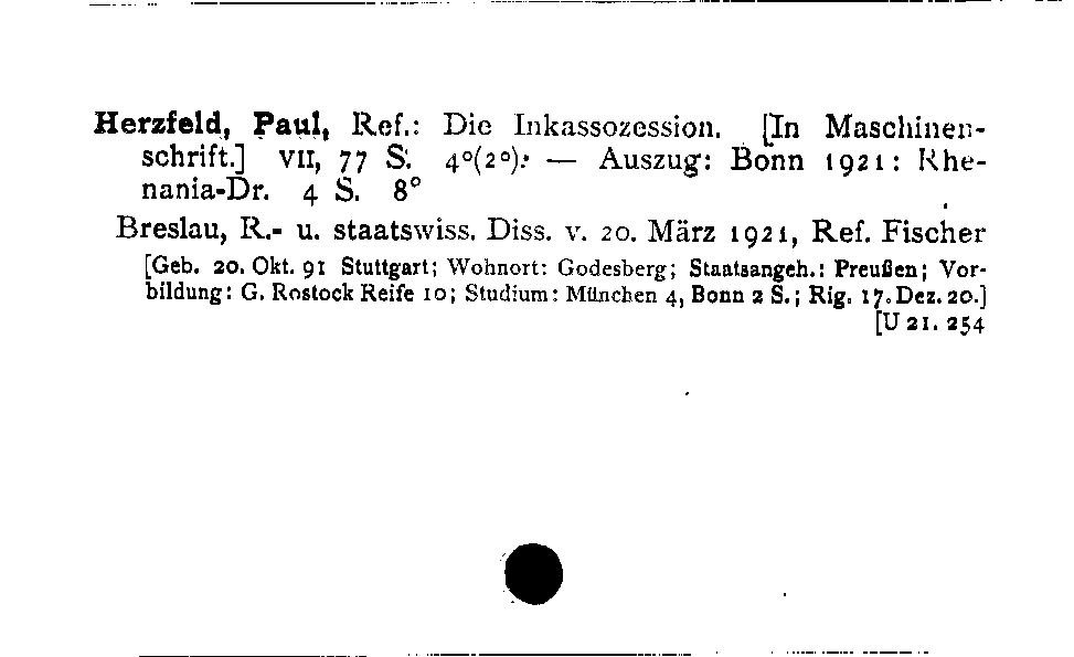 [Katalogkarte Dissertationenkatalog bis 1980]