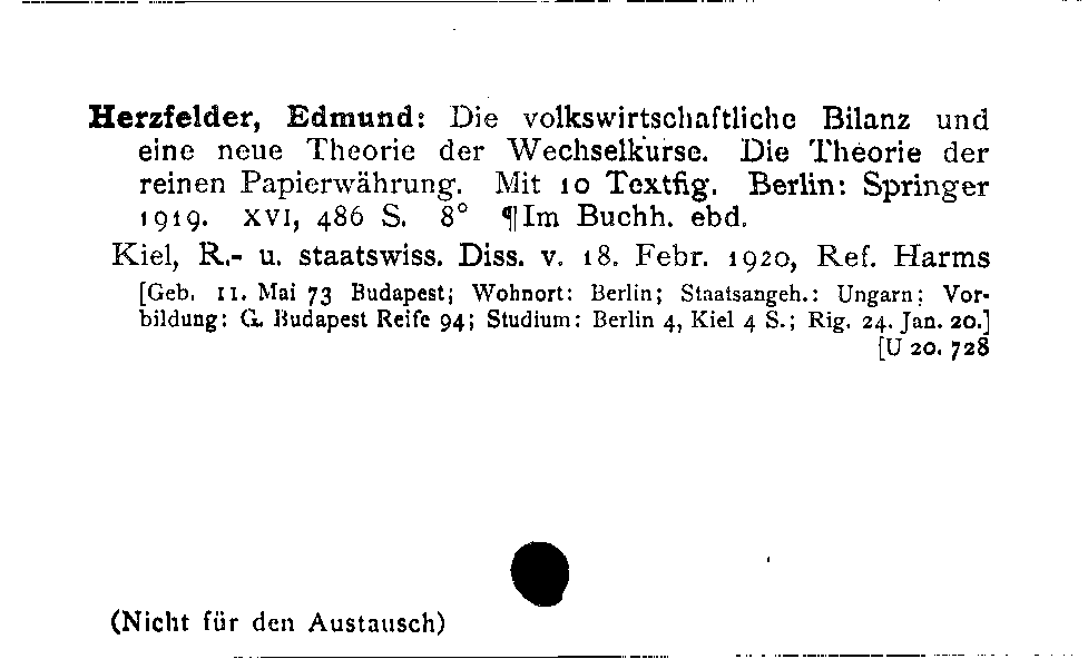 [Katalogkarte Dissertationenkatalog bis 1980]