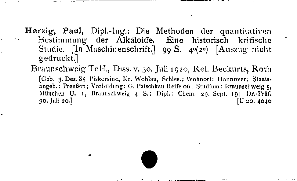 [Katalogkarte Dissertationenkatalog bis 1980]