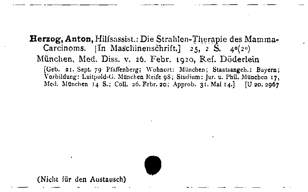 [Katalogkarte Dissertationenkatalog bis 1980]