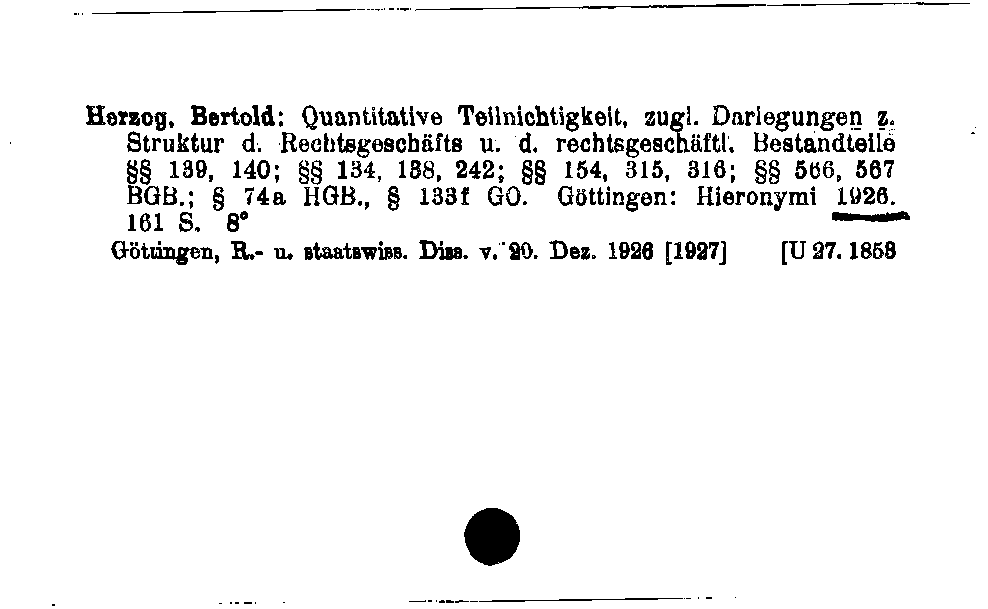 [Katalogkarte Dissertationenkatalog bis 1980]