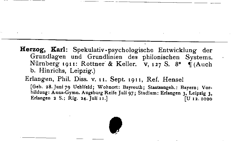 [Katalogkarte Dissertationenkatalog bis 1980]