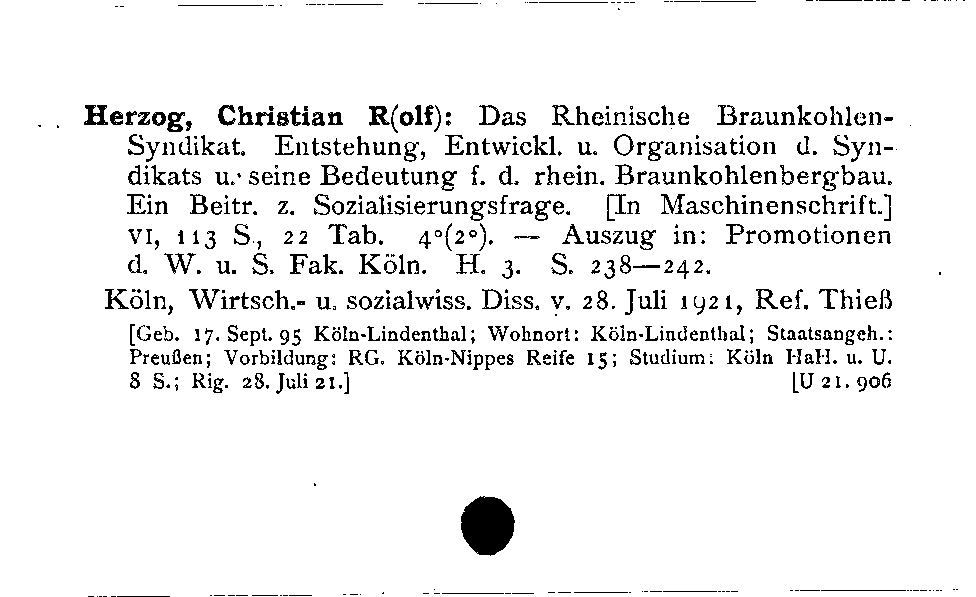 [Katalogkarte Dissertationenkatalog bis 1980]