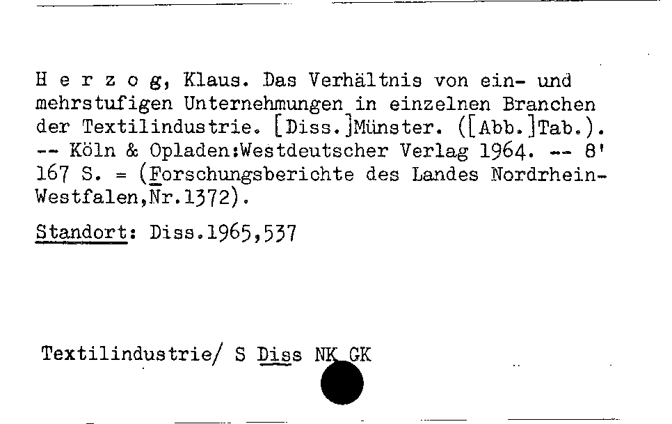 [Katalogkarte Dissertationenkatalog bis 1980]